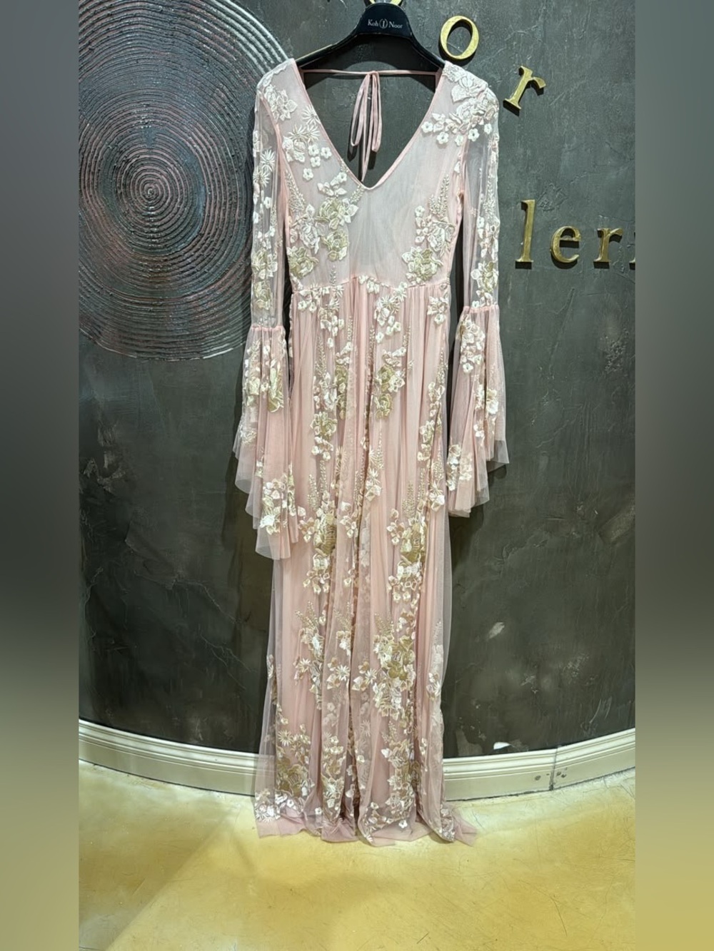 LoveShackFancy Dusty Pink Floral Embroidered Long-Sleeve Maxi Dress - Picture 3 of 6